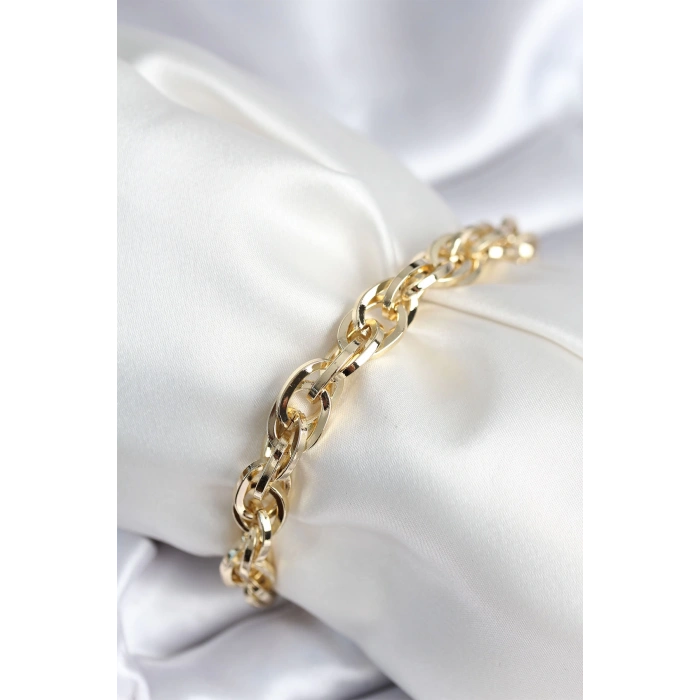 Pirinç Gold Renk Zincir Model Kadın Bileklik