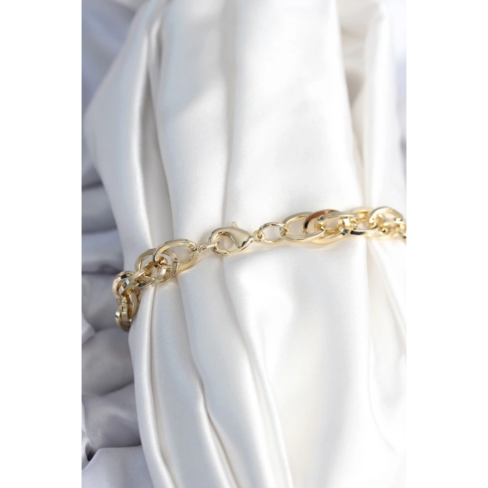 Pirinç Gold Renk Zincir Model Kadın Bileklik
