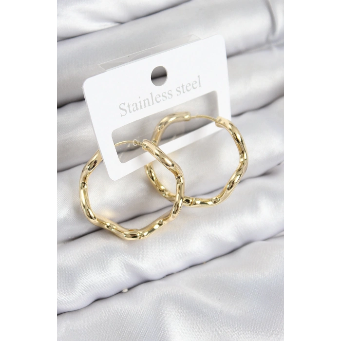 Pirinç Halka Model Gold Renk Kadın Küpe