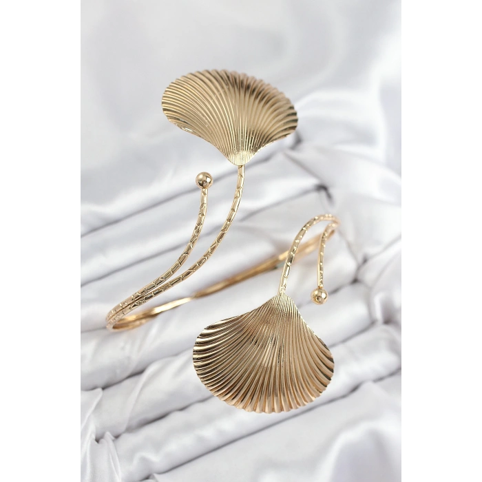 Pirinç İstiridye Model Gold Renk Kadın Pazu Bileklik