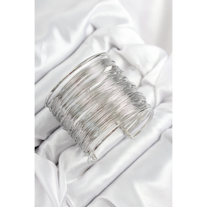 Pirinç Tel Sarma Model Gümüş Renk Kadın Bileklilk