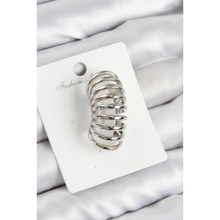 Pirinç Yay Model Gümüş Renk Sağ Kıkırdak Küpe