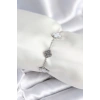316L Çelik Zincir Gümüş Renk Zirkon Taşlı Yonca Beyaz Kadın Bileklik