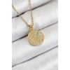 316L Çelik Zirkon Taşlı Madalyon Model Gold Renk Kadın Kolye