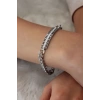 Çelik Gümüş Renk Zincir Model Zirkon Taşlı Kadın Bileklik