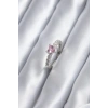 Gümüş Renk Zirkon Taşlı Pembe Kristal Kalp Model Kadın Yüzük
