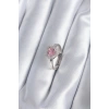 Pirinç Gümüş Renk Pembe Zirkon Taşlı Charm Model Kadın Yüzük