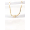 316L Çelik Y Harfli Gold Renk İtalyan Zincirli Kolye