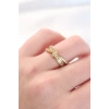 Kıvrım Model Gold Renk Zirkon Taşlı Ayarlanabilir Yüzük