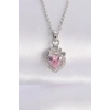 316L Çelik Zincir Gümüş Renk Pembe Zirkon Taşlı Rapunzel Kolye