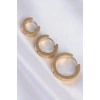 316L Çelik Gold Renk Zirkon Taşlı Model 3lü Halka Küpe