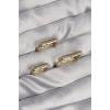 Pirinç Gold Renk Renkli Zirkon Taşlı Kare Model Küpe Seti