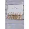 316L Çelik Gold Renk Zirkon Taşlı Hayvan Figürlü Deniz Yıldızı Model Halka Küpe Seti