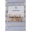 316L Çelik Gold Renk Yıldız Figürlü Tarot Model Halka Küpe Seti