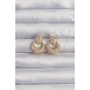Pirinç Gold Renk Zirkon Taşlı Oval Form Küpe