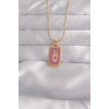 316L Çelik Gold Renk Mor Mineli El Figür Tarot Kolye
