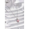 316L Çelik Gümüş Renk Daire Pembe Sedefli Model Kadın Kolye