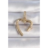 Pirinç Gold Renk Zirkon Taş Detaylı Kalp Figür Ajda Charm