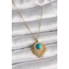 316L Çelik Gold Renk Zincir Mavi Boncuk Güneş Model Kadın Kolye