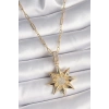 316L Çelik Gold Renk Zirkon Taşlı Kutup Yıldızı Model Kadın Kolye