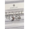 Pirinç Gümüş Renk Zirkon Taşlı Gezgen Model Kadın Küpe Seti