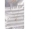 Pirinç Gold Renk Zirkon Taşlı Daire Kafes Model Kadın Kolye