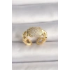 Pirinç Gold Renk Ayarlanabilir Zirkon Taşlı Kadın Yüzük
