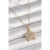 316L Çelik Gold Renk Zincir Zirkon Taşlı Kar Tanesi Model Kadın Kolye