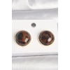 Pirinç Gold Renk 3D Daire Leopar Model Kadın Küpe