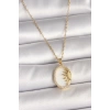 316L Çelik Gold Renk Zincir Beyaz Mineli Gün Batımı Model Zirkon Taş Detay Kadın Kolye