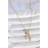 316L Çelik Gold Renk Zirkon Taşlı Sallantı Ay Yıldız Figür Charm Kadın Kolye