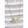 316L Çelik Gold Renk Zincir Zirkon Taşlı Kelebek Model Kadın Kolye