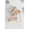 Pirinç Gold Renk Zirkon Taşlı Kare Zincir Model Kadın Kıkırdak Küpe