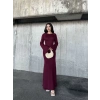 Acık Sırt Detaylı Maxi Uzun Boy Elbise- Bordo