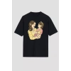 Anneler Gününe Özel Tasarım Anne Kız Baskılı T-shirt - Siyah
