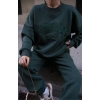 Bisiklet Yaka Nakış İşlemeli Üç İplik Sweat Takım - Yeşil