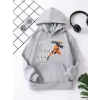 Çocuk Unisex Kapüşonlu Naruto Baskılı Pamuklu Sweatshirt - Gri