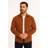 Erkek Fitilli Kadife Cepli Gömlek Oversize Rahat Kalıp - Kahverengi