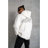 Erkek Nihilist Penguen Özel Tasarım Oversize Kapüşonlu Sweatshirt - Beyaz