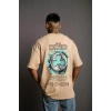 Erkek Sırt Baskılı T-shirt - Bej