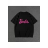 Kadın Baskılı Oversize T-shirt - Siyah