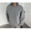 Kışlık Bisiklet Yaka Üç İplik Basic SweatShirt - Gri