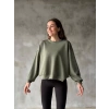 Osy Modal Yumuşak dokulu Kumaş Bisiklet Yaka Oversize Sweatshirt - Haki