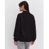 Oversize Yarım Farmuarlı Yakalı Basic SweatShirt - Siyah