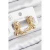 Pirinç Çizme Model Gold Renk Kadın Küpe