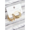 Pirinç Kıvrımlı Halka Model Gold Renk Kadın Küpe