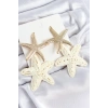 Pirinç Sallantılı Krem Deniz Yıldızı Model Gold Renk Hasır Küpe