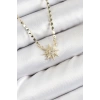 Pirinç Zirkon Taşlı Kutup Yıldızı Model Ezme Zincir Gold Renk Kadın Kolye
