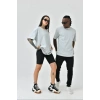 Unisex Basic Bisiklet Yaka Oversize T-Shirt - Boyalı Gri