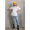 Unisex Baskılı Oversize T-Shirt - Beyaz